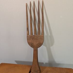 African Comb HandCarved Wooden Art Collectible Decor Heirloom Rare
